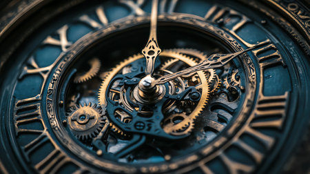Vintage clock gears closeup, detailed mechanismの素材