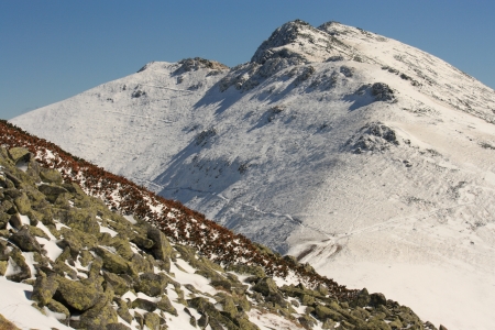 snow covered peaks in Low Tatras, Slovakia の写真素材