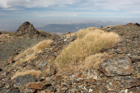 parched slopes in Sierra Nevada near Pradollanoの写真素材