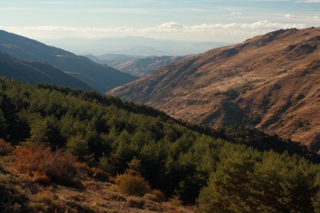 sunset over mountain ridges in Sierra Nevada, Spainの写真素材
