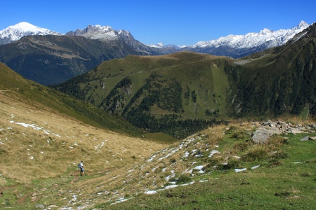 alpine valley near Les Contaminesの写真素材