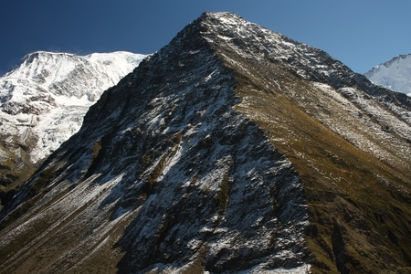 snow covered hills near Mont Blanc massifの写真素材