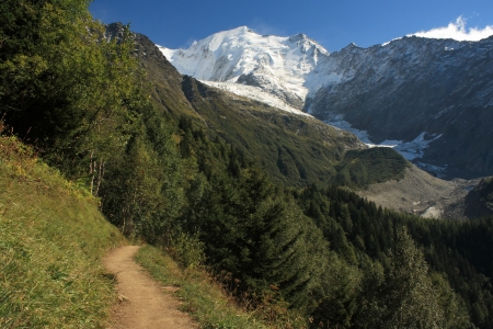 narrow footpath in French Alpsの写真素材