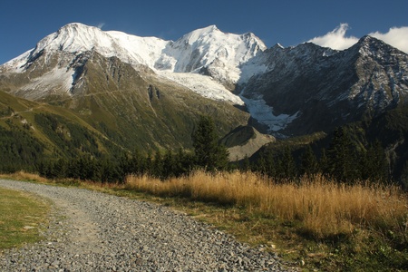 footpath to Mont Blanc massif, Franceの写真素材