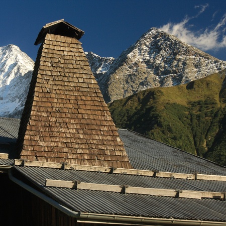 traditional wooden chimneyの写真素材