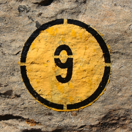 yellow pointer number nineの写真素材