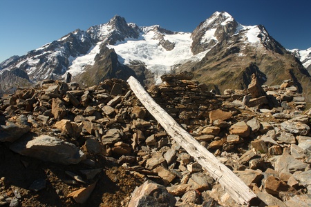 alpine peaks with glacierの写真素材