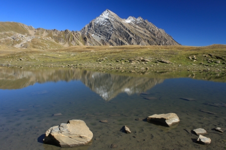glacial lake in Graian Alps, Italyの写真素材