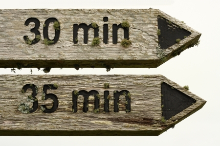 wooden route pointersの写真素材