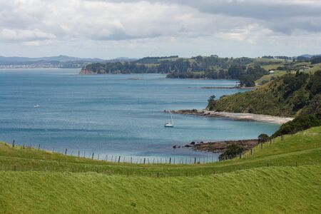 Kawau Bay from Tawharanui Peninsula, New Zealandの写真素材