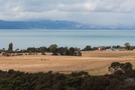 New Zealand coast with Coromandel Peninsula in backgroundの写真素材