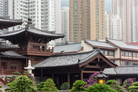 rooftops in Chi Lin Nunnery in Kowloon, Hong Kongのeditorial素材