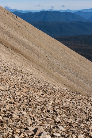 scree slope on Mt Robert in Nelson Lakesの写真素材