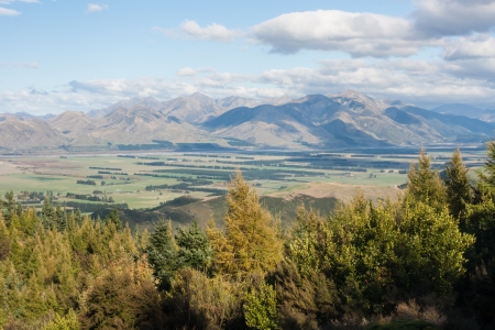 autumn forest above Canterbury plainsの写真素材