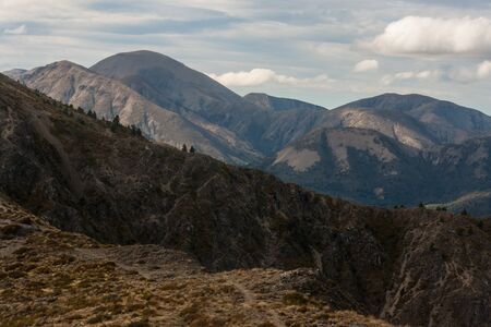 barren slopes in Lewis Pass, Southern Alpsの写真素材