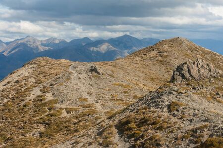 barren slopes on Mt Isobel, New Zealandの写真素材