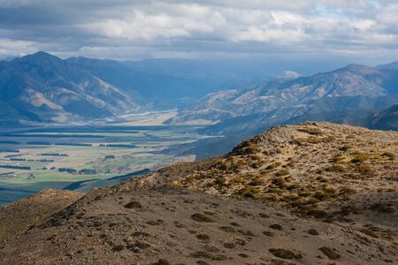 Lewis Pass seen from Mt Isobel, New Zealandの写真素材