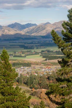 aerial view of Hanmer Springs spa resort, New Zealandの写真素材