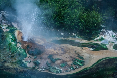 hot spring in Waimangu volcanic valleyの写真素材