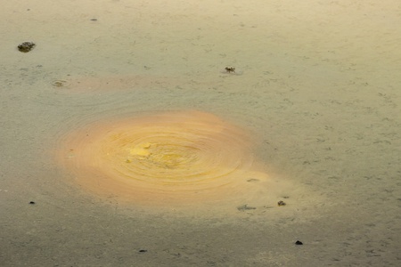 hot spring with sulphur sediments in Waiotapuの写真素材