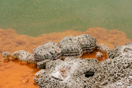 detail of colourful deposits in Champagne poolの写真素材