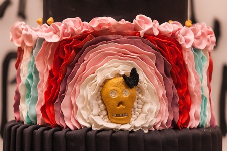 marzipan decoration on Halloween cakeの写真素材