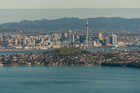 aerial view of Auckland and Devonportの写真素材