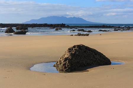 Anchor Bay with Little Barrier Islandの写真素材