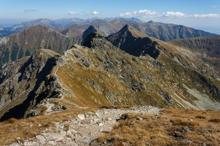 footpath meandering across Tatras peaksの写真素材