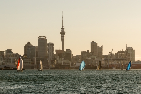 boats sailing in Auckland Harbourのeditorial素材