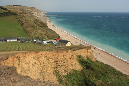 unstable cliffs in dorsetの写真素材