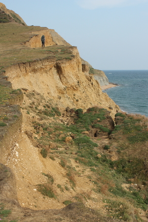cliff erosion in Dorsetの写真素材