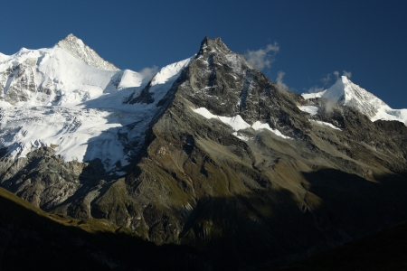 panorama of peaks in Val d Anniviersの写真素材