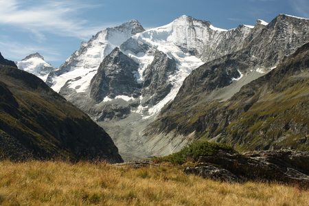 Weisshorn and Grand Cornier in Val d Anniviers, Switzerlandの写真素材