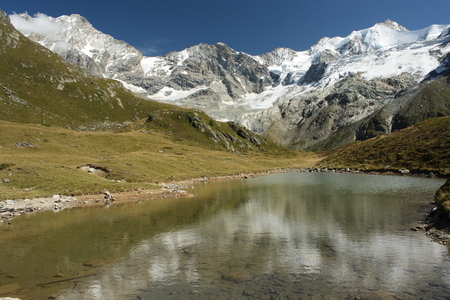 glacial lake near Tete de Milon, Switzerlandの写真素材