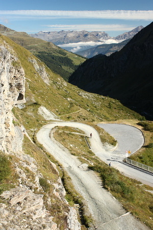 curvy road in swiss alpsの写真素材