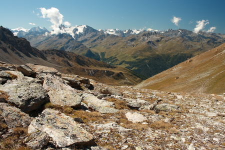 ridges and valleys in Swiss Alpsの写真素材