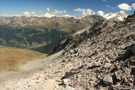 scree slope in Swiss Alpsの写真素材