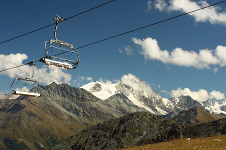 ski lift in val d anniviersの写真素材