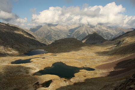 bird s eye view of Posets-Maladeta lakesの写真素材