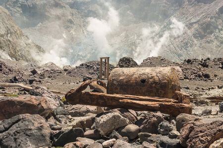 corroded cylinder at abandoned mine - White Islandの写真素材