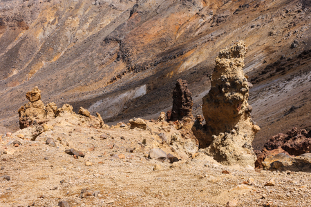 bizzare rock formations in Tongariro National Park の写真素材