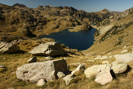 view of lake Obago, Pyreneesの写真素材