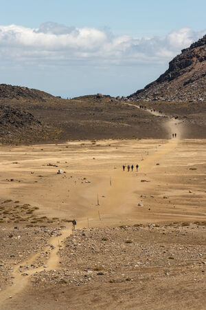 tourists on Tongariro Alpine Crossingの写真素材