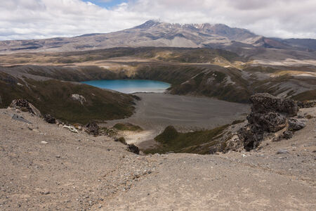 Tama Lake in Tongariro National Park の写真素材