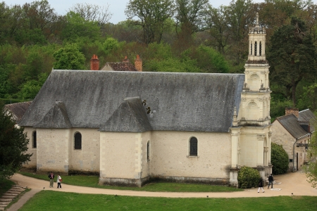 aerial view of church at Chateau de Chambordの写真素材