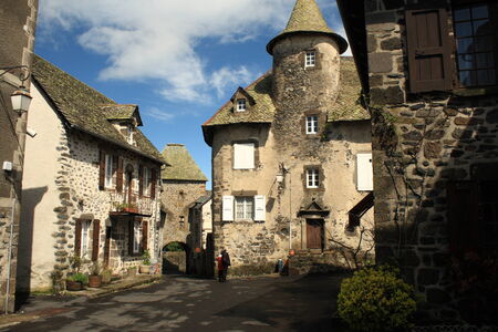 street in Saint-Saturnin, Puy de Dome, Franceの写真素材