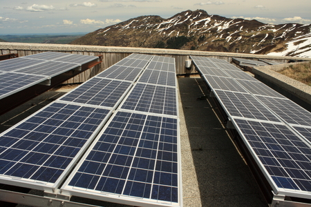 solar panels at Puy Mary - Massif Centralの写真素材