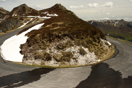 bendy road leading to Puy Maryの写真素材
