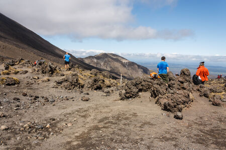 tourists in Tongariro National Parkの写真素材